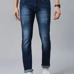 Thomas Scott Men Mid-Rise Classic Slim Fit Low Distress Heavy Fade Stretchable Jeans-image-96