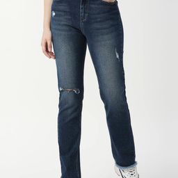 Pepe Jeans Women Straight Fit High-Rise Slash Knee Heavy Fade Stretchable Jeans-picture-15