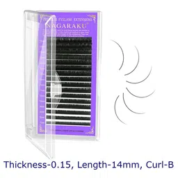 NAGARAKU Black Individual Premium Classic Matte 16 Rows Eyelash Extension- Curl B- 0.15/14-20