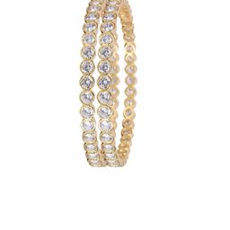 RATNAVALI JEWELS Set Of 2 Gold-Plated American Diamond Studded Bangles-image-87
