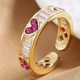 MYKI Gold-Plated CZ-Stones Studded Adjustable Finger Ring-33