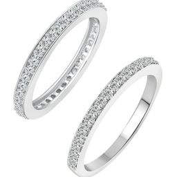 Vighnaharta Rhodium-Plated CZ Studded Half Round & Full Round Finger Ring-5