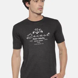 recast Men Charcoal Typography Printed Bio Finish T-shirt-image-91