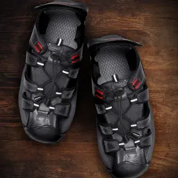 The Roadster Lifestyle Co Men Charcoal Grey Textured Fisherman Sandals-image-69