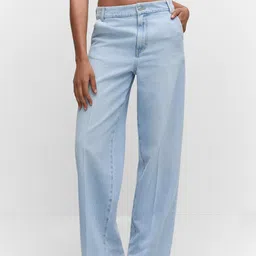 MANGO Women Pure Cotton Mid-Rise Straight Fit Jeans-picture-40