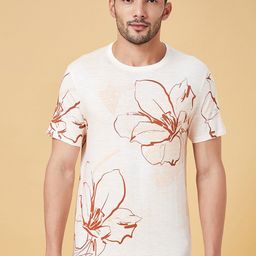 Urban Ranger by pantaloons Floral Printed Slim Fit Cotton T-shirt-picture-29