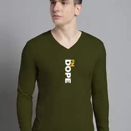 FBAR Typography Printed V-Neck Full Sleeve Cotton Slim Fit T-shirt-image-47