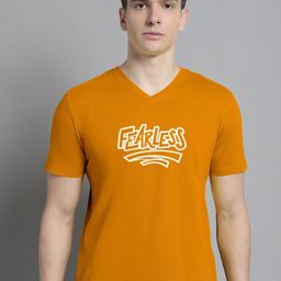 FBAR Typography Printed V-Neck Slim Fit Cotton T-shirt-picture-15