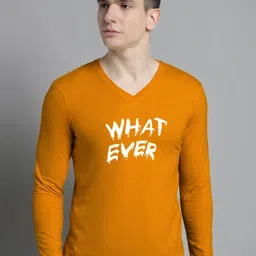 FBAR Typography Printed V-Neck Slim Fit Cotton T-shirt-image-19
