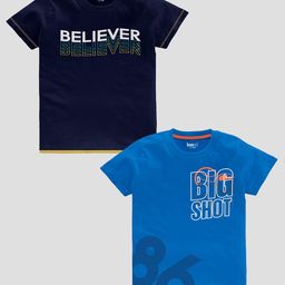 BAESD Boys Pack Of 2 Typography Printed Cotton T-shirt-image-22