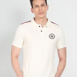 U.S. Polo Assn. Denim Co. Men Off White Polo Collar Pure Cotton Slim Fit T-shirt-picture-16