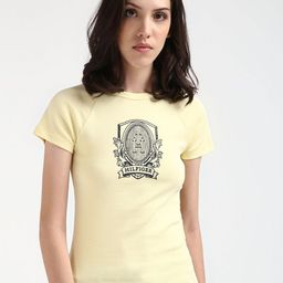 Tommy Hilfiger Women Graphic Printed Round Neck Pure Cotton Slim Fit T-shirt-image-92