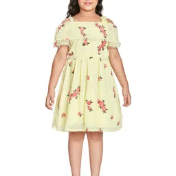 Peppermint Girls Floral Printed Shoulder Straps Ruffles Georgette Fit & Flare Dress-picture-38