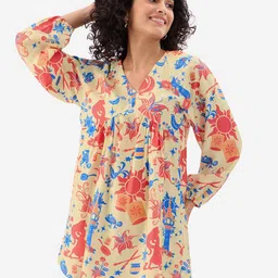 The Souled Store Print Puff Sleeve Chiffon A-Line Dress-picture-34