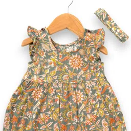 BAESD Girls Floral Printed Flutter Sleeves Fringed Fit & Flare Dress-picture-14