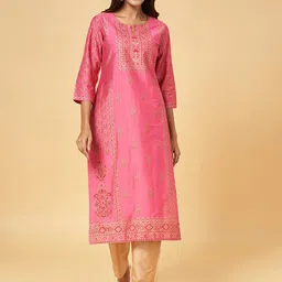 RANGMANCH BY PANTALOONS  Ethnic Motifs  Printed Notched Neck Straight Kurta-image-18