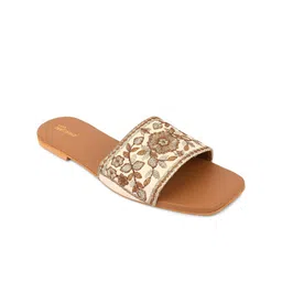 DESI COLOUR Embroidered Open Toe Flats-42