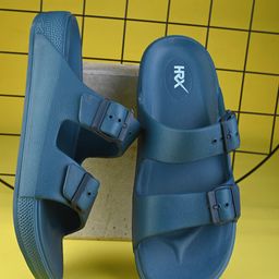 HRX by Hrithik Roshan Men Teal Blue Rubber Sliders-image-5