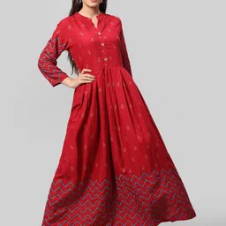 Aaysa Kurti Ethnic Motifs Printed Mandarin Collar Anarkali Kurta-picture-54