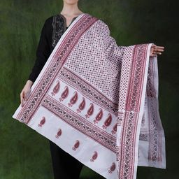 Exotic India Ethnic Motifs Printed Pure Cotton Dupatta-32