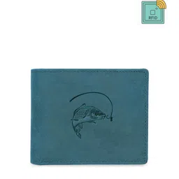 WildHorn Men Blue Printed RFID Protected Genuine Leather Two Fold Wallet-image-70