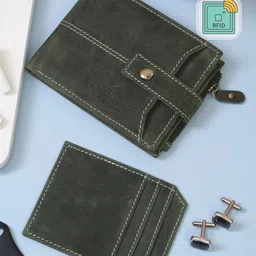 Teakwood Leathers Men Olive Solid Leather RFID Protected Two Fold Wallet-46