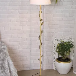Homesake White Gold-Toned Metal Floral Floor Lamp with Shade-11