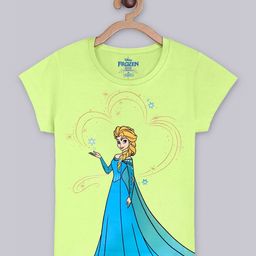 Kids Ville Girls Green & Blue Frozen Featured Tshirt-image-99