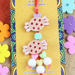 Asthetika Girls Chocolate Hair Clips Charm Lumba Rakhi-picture-31