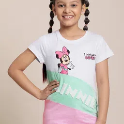 Kids Ville Girls Mickey & Friends Printed Pure Cotton Tshirt-image-18