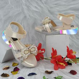 BAESD Girls Embellished LED Open Toe Flats-38