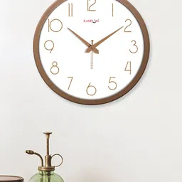 RANDOM Modern Stylish Copper-Toned & White Contemporary Wall Clock-46