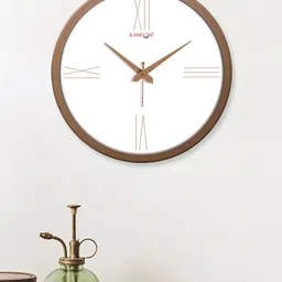 RANDOM Modern Stylish Copper-Toned & White Contemporary Wall Clock-18