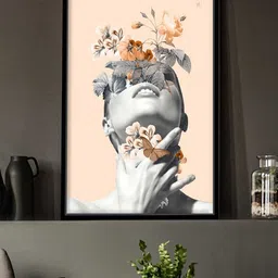 Art Street Beige & Grey Inner Beauty Printed Canvas Framed Wall Art-image-12