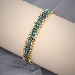 SOHI Women Blue & White Gold-Plated Wraparound Bracelet-19