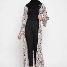 NABIA Front Open Loose Fit Printed Shrug Abaya Burqa For Women-picture-15