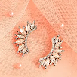 SOHI Peach & Silver-Toned Gold Plated Contemporary Studs Earrings-image-35