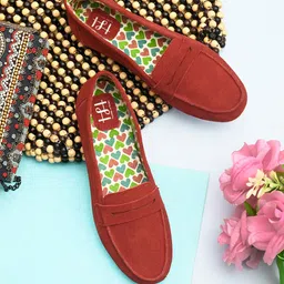 Hydes N Hues Women Rust Suede Slip-On Sneakers-picture-40