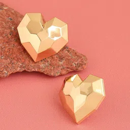 SOHI Gold-Plated Heart Shaped Studs Earrings-17
