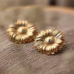 SOHI Gold-Toned Gold Plated Floral Studs Earrings-image-24