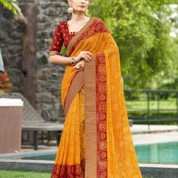 Mitera Bandhani Printed Zari Pure Georgette Saree-2