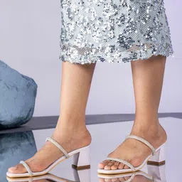 20Dresses Women Square Toe Diamond Embellished Block Heels-46