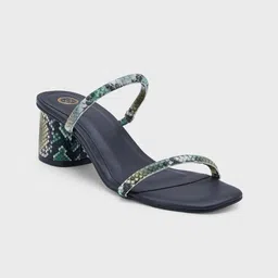 20Dresses Black And Green Printed Double Strap Block Heels-17