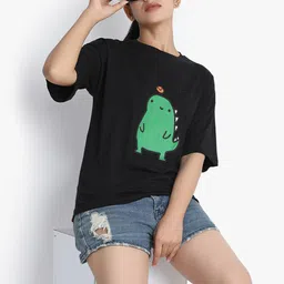 putsum Round Neck Print Placement Print Cotton T-Shirt-image-53