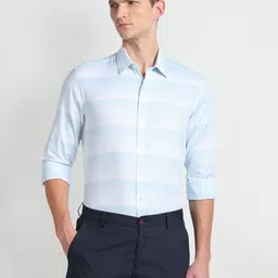 Arrow New York Horizontal Stripes Spread Collar Pure Cotton Slim Fit Formal Shirt-picture-41