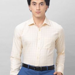 Park Avenue Pure Cotton Wrinkle Free Grid Tattersall Checked Formal Shirt-image-75