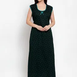 Secret Wish Green & Blue Printed Nightdress-image-32