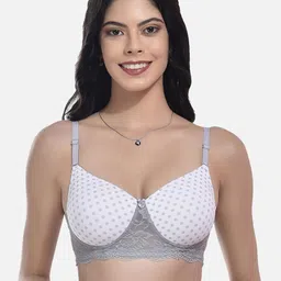 StyFun Polka Dots Printed Bra Full Coverage Lightly Padded-32