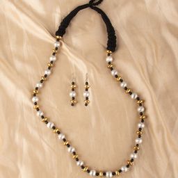 Ozanoo Women Golden & White Beaded Jewellery Set-image-67