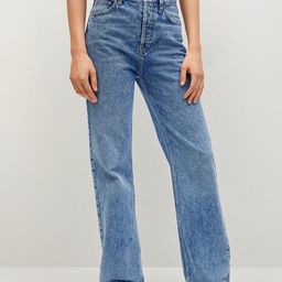 MANGO Women Blue Straight Fit High-Rise Light Fade Jeans-44